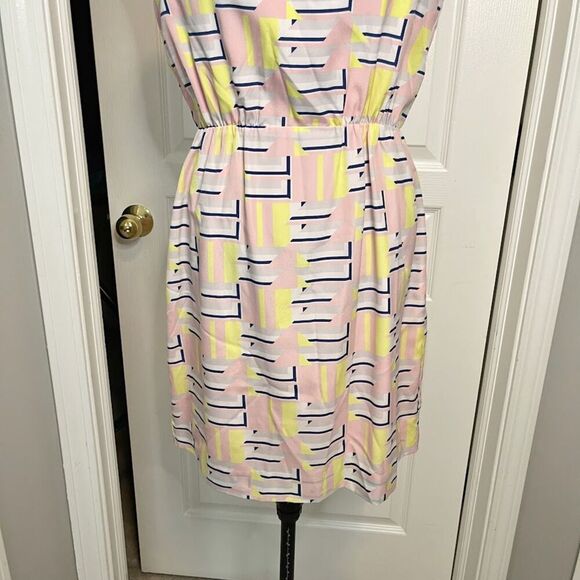 J. Crew Factory Art Deco Art to Wear Colorful Abstract Sleeveless Lined Dress - Picture 6 of 11